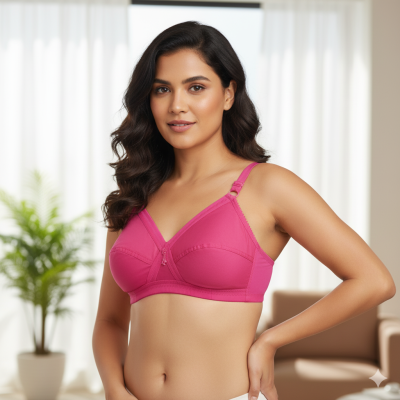 model with likeme red bra